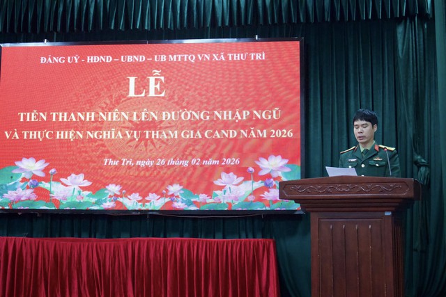 Hưng Yên: Xã Thư Trì tổ chức Lễ tiễn thanh niên lên đường nhập ngũ năm 2026- Ảnh 1.