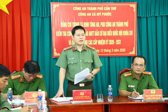 Công an TP Cần Thơ kiểm tra công tác bảo đảm ANTT bầu cử tại xã Mỹ Phước và Phú Lộc- Ảnh 3.