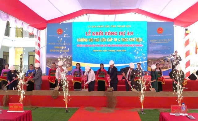 Thanh Hóa: Đồng loạt khởi công nhiều trường nội trú liên cấp tại các xã biên giới- Ảnh 2.