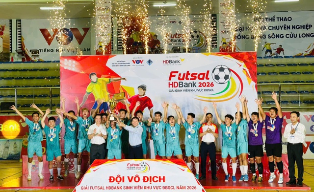 Trường Đại học Nam Cần Thơ giành chức vô địch giải Futsal Sinh viên khu vực ĐBSCL năm 2026- Ảnh 1.