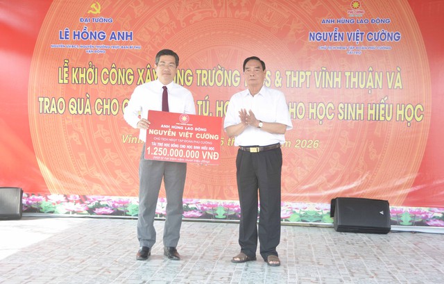 Đại tướng Lê Hồng Anh dự Lễ khởi công xây dựng công trình Trường THCS - THPT Vĩnh Thuận- Ảnh 2.