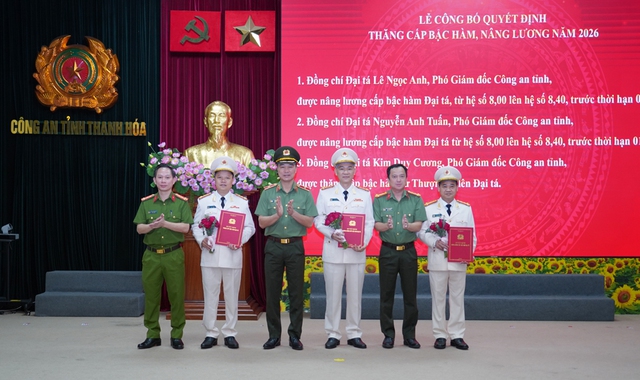 Công an Thanh Hóa: Thăng cấp bậc hàm, nâng lương năm 2026 cho 1.856 cán bộ, chiến sĩ- Ảnh 1.