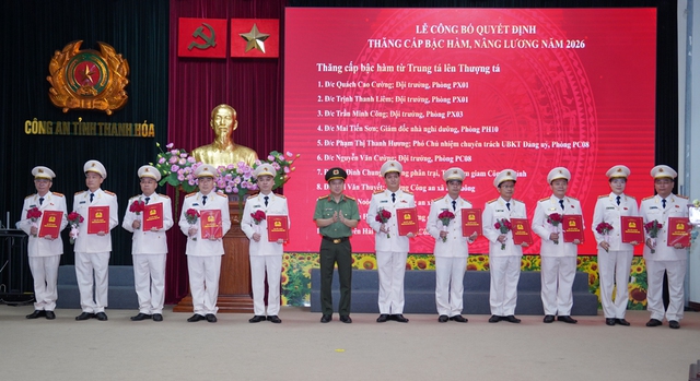 Công an Thanh Hóa: Thăng cấp bậc hàm, nâng lương năm 2026 cho 1.856 cán bộ, chiến sĩ- Ảnh 3.