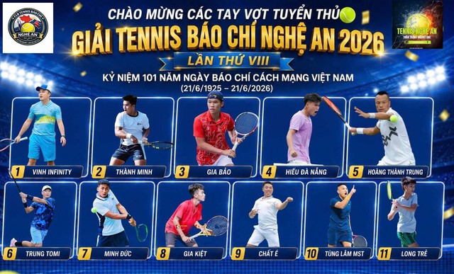 Giải Tennis Báo chí Nghệ An lần thứ VIII: Nơi hội tụ đam mê và tinh thần nhân văn cao cả- Ảnh 1.