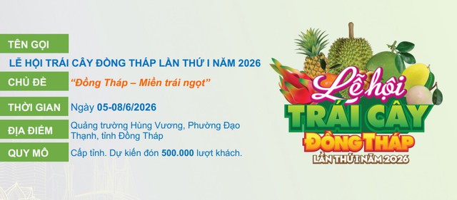 Lễ hội Trái cây Đồng Tháp 2026: Tôn vinh đặc sản miền Tây và khát vọng vươn xa- Ảnh 1. Lễ hội Trái cây Đồng Tháp 2026: Tôn vinh đặc sản miền Tây và khát vọng vươn xa- Ảnh 1.