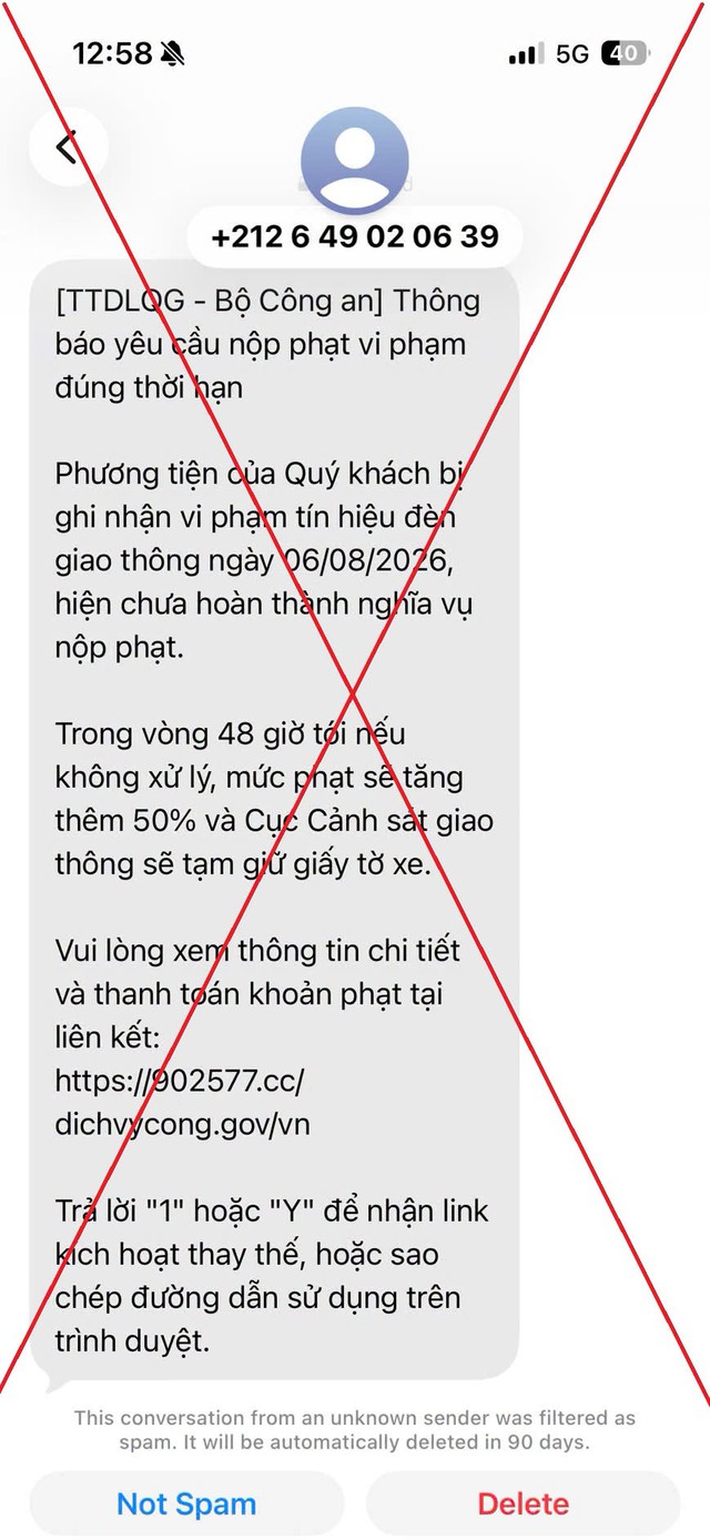 Cảnh giác lừa đảo nộp phạt giao thông qua tin nhắn - Tuyệt đối không bấm vào đường link lạ! - Ảnh 1.