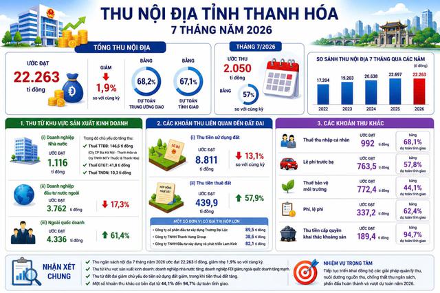 Thanh Hóa: Thu nội địa đạt hơn 22.263 tỉ đồng sau 7 tháng - Ảnh 2.