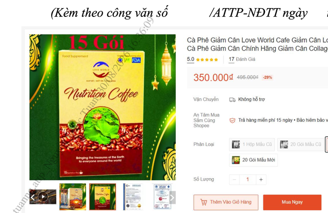 Xác minh sản phẩm Love World Nutrition Coffee quảng cáo gây hiểu lầm trên sàn thương mại điện tử- Ảnh 1.