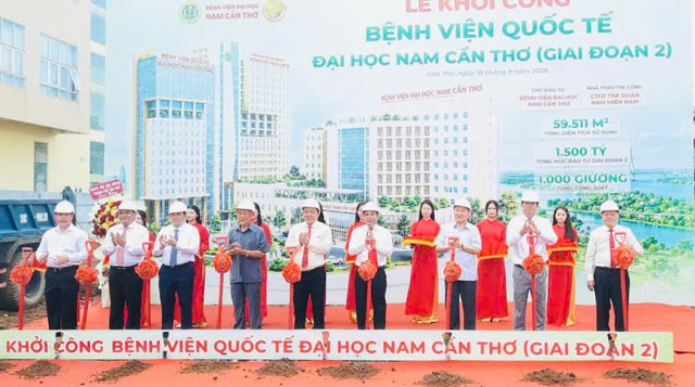 Khởi công Bệnh viện Quốc tế Đại học Nam Cần Thơ - giai đoạn 2 có tổng vốn đầu tư 1.500 tỷ đồng - Ảnh 1.