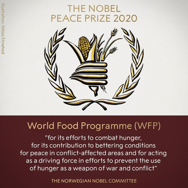 Chương trình Lương thực Thế giới được vinh danh tại giải Nobel Hòa bình 2020 - Ảnh 1.