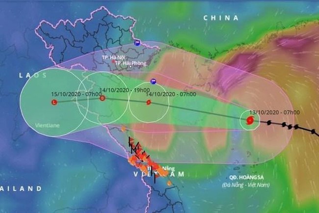 Dự báo đường đi của bão số 7. Ảnh: Tổng cục Phòng chống thiên tai