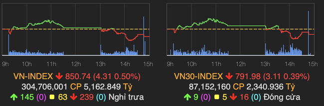 Phân hóa rõ rệt, VN-Index lùi về sát 850 điểm - Ảnh 1.