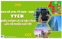 M&A và IPO (Từ 26/9 - 30/9): TTCK điều chỉnh là cơ hội tích lũy cổ phiếu giá tốt