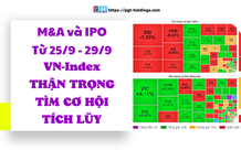 M&A và IPO (Từ 25/9 - 29/9): VN-Index thận trọng tìm cơ hội tích lũy