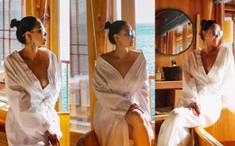 Hà Kiều Anh khoe body nuột nà và vòng một căng tròn ở tuổi 45
