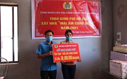 Thái Bình: Công đoàn các khu công nghiệp trao kinh phí hỗ trợ xây nhà mái ấm