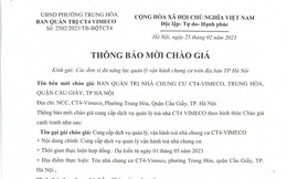 Mời cung cấp dịch vụ, quản lý vận hành tòa Chung cư CT4 - VIMECO