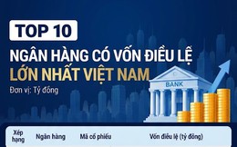 Top 10 ngân hàng có vốn điều lệ lớn nhất Việt Nam
