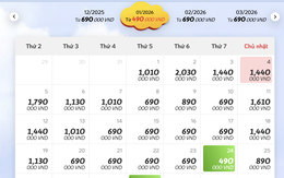 Giá vé máy bay Tết Dương lịch 2026 tăng 500.000 đồng/chiều