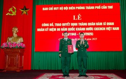 BĐBP TP Cần Thơ: Trao quân hàm sĩ quan cấp Thượng tá dịp kỷ niệm 80 năm quốc khánh 2/9