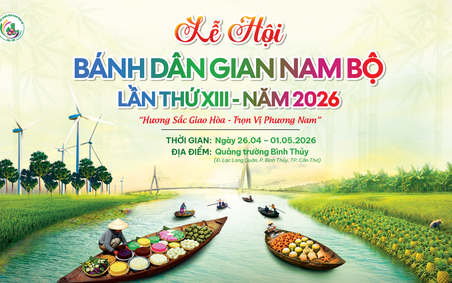 Lễ hội Bánh dân gian Nam Bộ TP. Cần Thơ lần thứ XIII được tổ chức vào dịp Lễ Giỗ Tổ Hùng Vương năm 2026